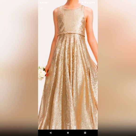 A-line scoop neck sequin junior bridesmaid dress